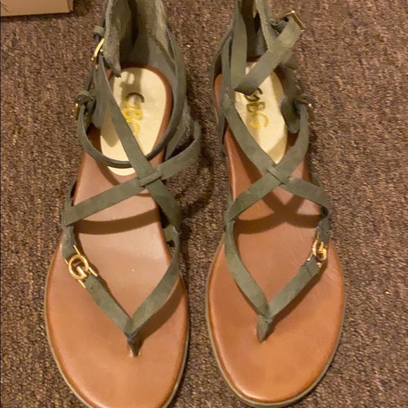 olive green flat sandals